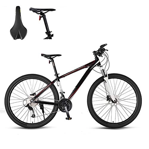 Folding Mountain Bike : GUOHAPPY Professional Adult Mountain Bike with Night Mirror And Dual Hydraulic Disc Brakes, 29-Inch 33-Speed Shock Absorber, Load-Bearing 330Lbs, Suitable for People 165Cm-195Cm Tall, Black red