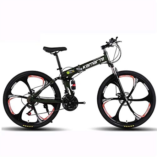 Folding Mountain Bike : GXQZCL-1 26" Mountain Bikes, Foldable Hardtail Bike, Carbon Steel Frame, with Dual Disc Brake and Double Suspension MTB Bike (Color : Black, Size : 27 Speed)
