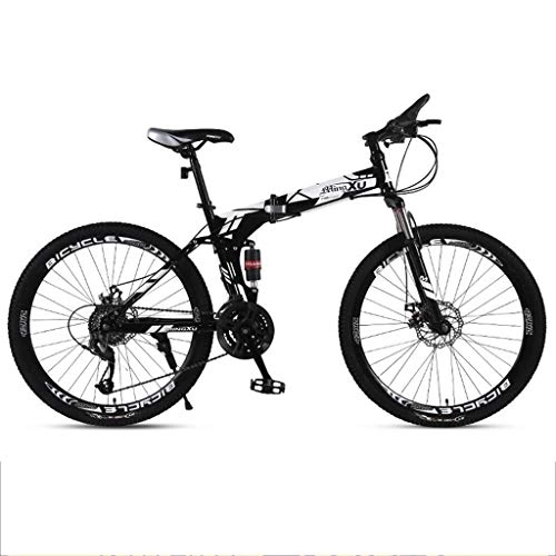 Folding Mountain Bike : GXQZCL-1 26inch Mountain Bike, Folding Hard-tail Mountain Bicycles, Carbon Steel Frame, Dual Suspension and Dual Disc Brake MTB Bike (Color : White, Size : 21-speed)