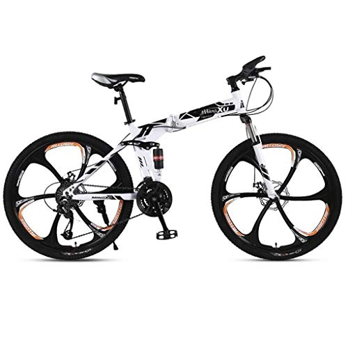 Folding Mountain Bike : GXQZCL-1 26inch Mountain Bike, Folding Hardtail Bicycles, Full Suspension and Dual Disc Brake, Carbon Steel Frame MTB Bike (Color : Black, Size : 27-speed)
