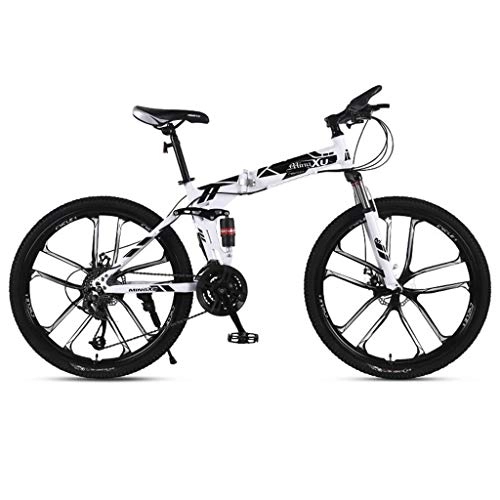 Folding Mountain Bike : GXQZCL-1 26inch Mountain Bike, Folding Mountain Bicycles, Dual Suspension and Dual Disc Brake, 21-speed, 24-speed, 27-speed MTB Bike (Color : Black, Size : 21-speed)