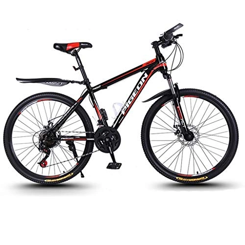 Folding Mountain Bike : GXQZCL-1 Mountain Bike, Hardtail Mountain Bicycles, Carbon Steel Frame, Front Suspension and Dual Disc Brake, 26inch Spoke Wheels, 21 Speed MTB Bike (Color : Black)