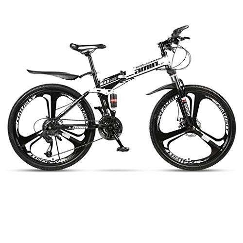 Folding Mountain Bike : GXQZCL-1 Mountain Bike, Steel Frame Folding Hardtail Bicycles, Dual Suspension and Dual Disc Brake, 26inch Wheels MTB Bike (Color : Black, Size : 24-speed)