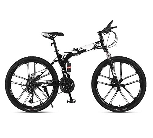 Folding Mountain Bike : Gyj&mmm Folding mountain bike bicycle, adult 24 speed variable speed off-road racing, 26 inch shock disc brakes soft tail male and female students bicycle, B