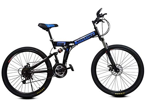 Folding Mountain Bike : H-LML 26-Inch / 21 Speed Mountain Bike, High Carbon Steel Integrated Frame Foldable Mountain Bike Suitable for All Male Women, A
