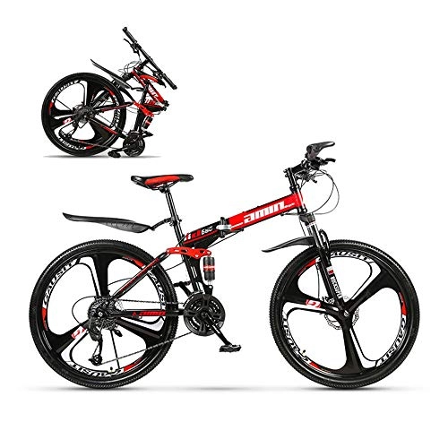 Folding Mountain Bike : Hardworking person-ZHL 26 Inch Men's Mountain Bikes, Foldable Mountain Bike, Upgrade High-Carbon Steel Frame, Aluminum Alloy Wheels, Suitable for Height: 160-185cmRed-30 Speed