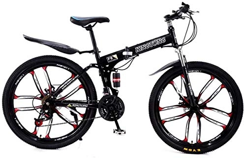 Folding Mountain Bike : HCMNME durable bicycle, Mountain Bike Folding Bikes, 21Speed Double Disc Brake Full Suspension AntiSlip, Lightweight Aluminum Frame, Suspension Fork, Multiple Colors24 Inch / 26 Inch Outdoor sport