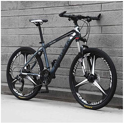Folding Mountain Bike : HCMNME durable bicycle, Outdoor sports 26" Front Suspension Folding Mountain Bike 30Speeds Bicycle Men Or Women MTB HighCarbon Steel Frame with Dual Oil Brakes, Gray Outdoor sports Mountain Bike