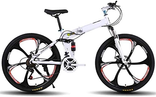 Folding Mountain Bike : HCMNME durable bicycle, Outdoor sports 26Inch Mountain Bike, Folding Bicycles, Full Suspension And Dual Disc Brake, Carbon Steel Frame 27Speed Bike Outdoor sports Mountain Bike Alloy frame with Di