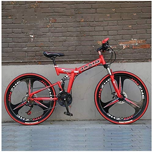 Folding Mountain Bike : HCMNME durable bicycle, Outdoor sports Mountain Bike Bycicles Bicycle Cycling Bike 24 Speed Dual Disc Brakes Suspension Fork Bicycle 26" High Carbon Steel Folding Bike Outdoor sports Mountain Bi