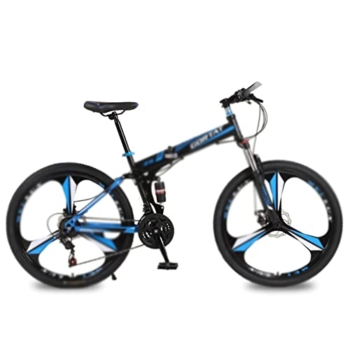 Folding Mountain Bike : HESNDzxc Bicycles for Adults Foldable Bicycle Mountain Bike Wheel Size 26 Inches Road Bike 21 Speeds Suspension Bicycle Double Disc Brake (Color : Blue, Size : 21 Speed)