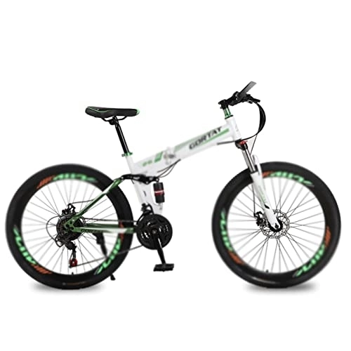 Folding Mountain Bike : HESNDzxc Bicycles for Adults Foldable Bicycle Mountain Bike Wheel Size 26 Inches Road Bike 21 Speeds Suspension Bicycle Double Disc Brake (Color : White, Size : 21 Speed)
