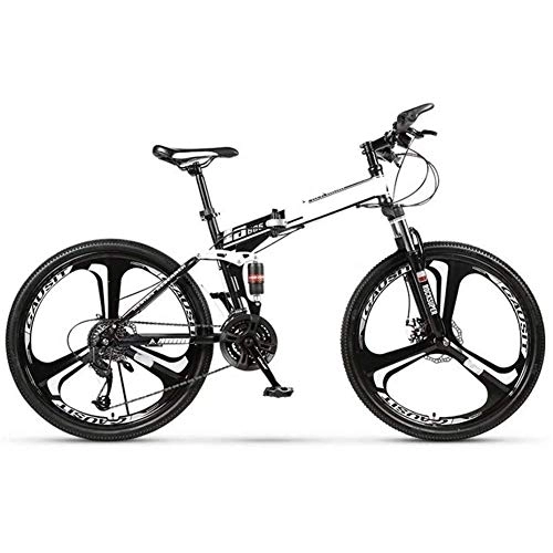 Folding Mountain Bike : HFJKD 26Inch Foldable Double shock absorption Bike, Work School Fast Folding Bicycle, MTB Bicycle with 3 Cutter Wheel, Suitable for work trips