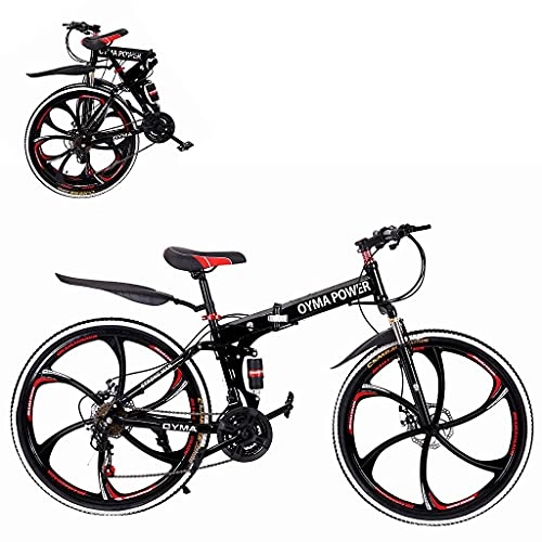 Folding Mountain Bike : High Carbon Steel 26 inch Mountain Bike, Not Folding, 21 Speed Bicycle Full Suspension MTB Bikes, Comfortable Racing Cycling Fast-Speed for Men (B)