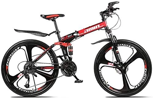 Folding Mountain Bike : High-carbon Steel Folding Mountain Bike, 26 Inch Wheel Freestyle Bike Bicycle Men Women City Commuter Bicycle, Perfect for Road Or Dirt Trail Touring (Color : Red, Size : 30 speed)