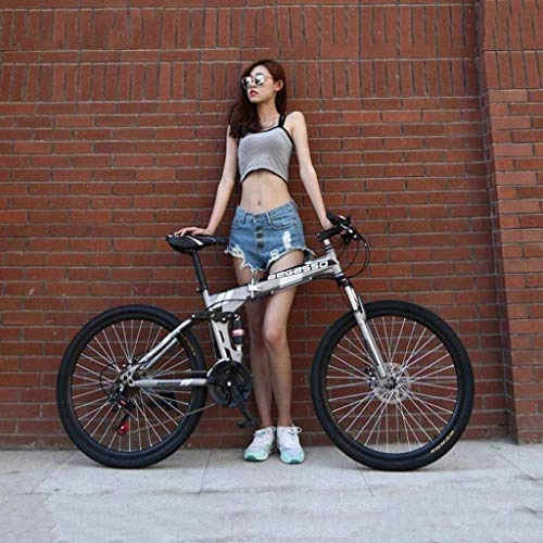 Folding Mountain Bike : HJRBM Folding Bike，Mountain Bicycle，Hard Tail Bike，26In*17In / 24In*17In Bike，21 Speed Bicycle，Full Suspension MTB Bikes 7-10，24 inches jianyou (Color : 26 Inches)