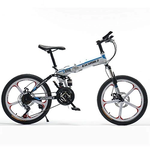 Folding Mountain Bike : HLMIN Folding Bicycle MTB Moutain Bike With Kickstand Aluminum Alloy Frame For Man Or Woman (Color : White, Size : 21speed)