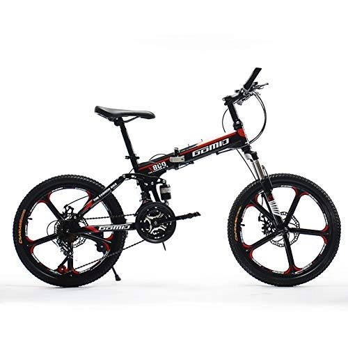 Folding Mountain Bike : HLMIN Folding Bike 21 Speed Mountain Bike 20 Inches 5-Spoke Wheels MTB Dual Suspension Bicycle (Color : Black, Size : 21speed)