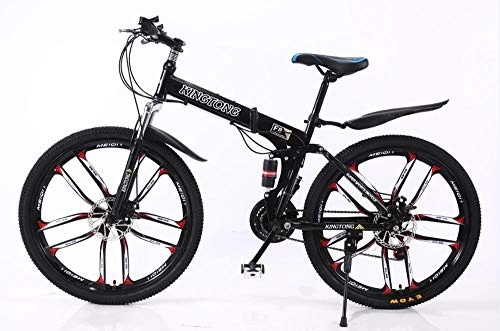 Folding Mountain Bike : HNHM 24-speed mountain bike 26inch fat tire bike shock absorber bike snow bike-Black_24(L172xH106xS80cm)_24
