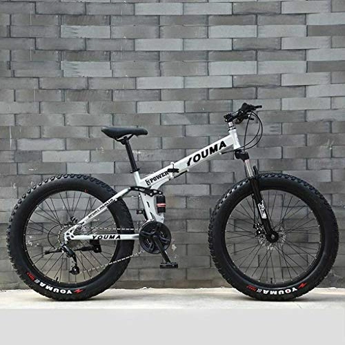 Folding Mountain Bike : HongLianRiven BMX Men's Mountain Bikes, 26Inch Fat Tire Hardtail Snowmobile, Dual Suspension Frame And Suspension Fork All Terrain Mountain Bicycle Adult 6-6 (Color : G, Size : 21 speed)
