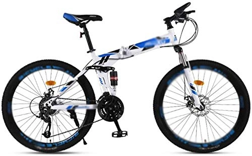 Folding Mountain Bike : HongLianRiven BMX Mountain Folding Bike For Adult, Variable-speed Mountain Bike, Double Shock-absorbing Double Disc Brake Student MTB Racing, Road / Flat Ground 7-14 (Color : Bluea, Size : 24" 21speed)