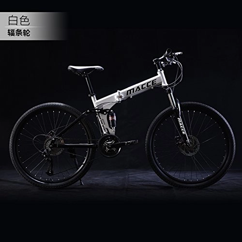 Folding Mountain Bike : HUAHUADP Folding Mountain bike, 21 speed Foldable Bicycle 24-inch Male female students foldable bike Shift Double shock absorber Commuter Dual disc brakes for Adult -B 165x94cm(65x37inch)