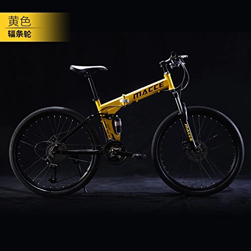 Folding Mountain Bike : HUAHUADP Folding Mountain bike, 21 speed Foldable Bicycle 24-inch Male female students foldable bike Shift Double shock absorber Commuter Dual disc brakes for Adult -C 165x94cm(65x37inch)