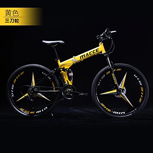 Folding Mountain Bike : HUAHUADP Folding Mountain bike, 21 speed Foldable Bicycle 24-inch Male female students foldable bike Shift Double shock absorber Commuter Dual disc brakes for Adult -G 165x94cm(65x37inch)