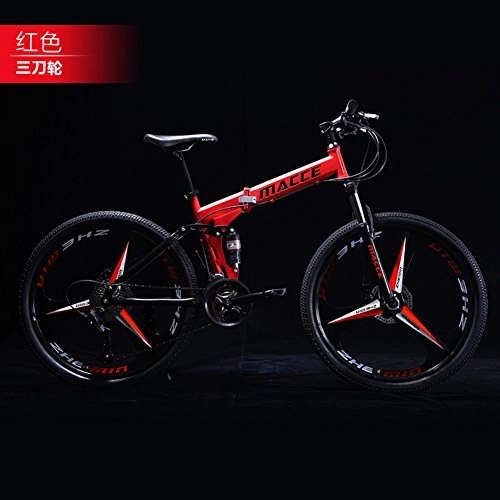 Folding Mountain Bike : HUAHUADP Folding Mountain bike, 21 speed Foldable Bicycle 24-inch Male female students foldable bike Shift Double shock absorber Commuter Dual disc brakes for Adult -H 165x94cm(65x37inch)