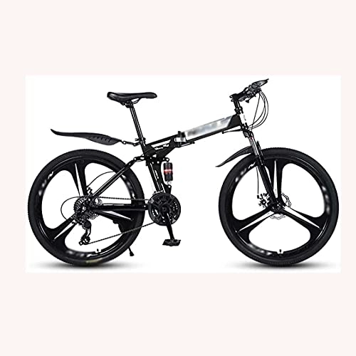 Folding Mountain Bike : HUAQINEI Folding mountain bike full suspension 21-speed variable speed with aluminum frame disc brakes men's and women's bicycles, 40knives