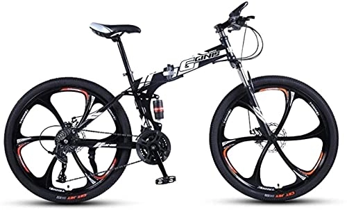 Folding Mountain Bike : HUAQINEI Mountain Bikes, 24-inch folding mountain bike with double shock absorber racing off-road variable speed bike with six wheels Alloy frame with Disc Brakes