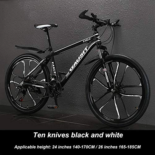 Folding Mountain Bike : HUIGE 24-30 Speed Mountain Bicycle, Lightweight Aluminum Alloy Frame, Shock-Absorbing Front Fork, Kone Disc Brakes, for Mountain Bike Cycling, White, 30 speed