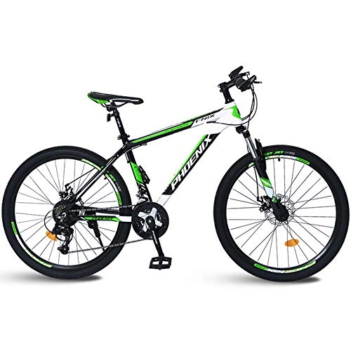 Folding Mountain Bike : Hxx Folding Mountain Bike, 26" Aluminum Alloy Frame Double Disc Brake Bicycle 24 Speed Double Shock Absorption Men And Women Variable Speed Mountain Bike, Green