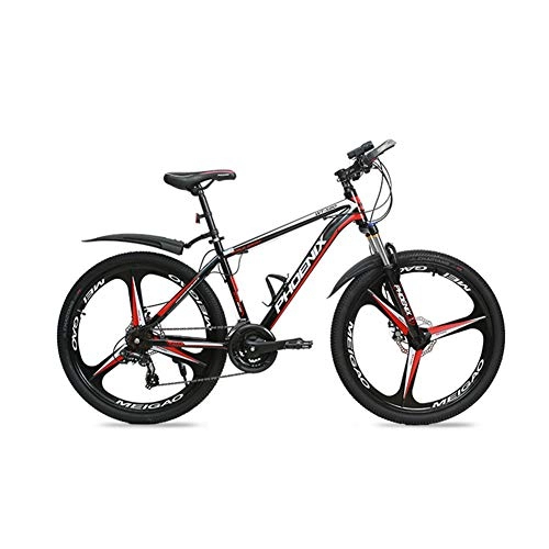 Folding Mountain Bike : Hxx Mountain Folding Bike, 26"Aluminum Alloy Frame Unisex Off Road Bicycle 24 Speed Fully Suspended Double Disc Brake Bicycle with Front And Rear Fenders, Blackred