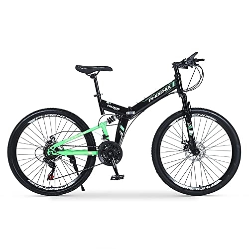 Folding Mountain Bike : ITOSUI 26 Inch Folding Mountain Bike with 24 Speeds, All-Terrain Bicycle with Full Suspension Dual Disk Brakes Mens Hardtail Mountain Bikes for Dirt Sand Snow More, Adult Road Bike