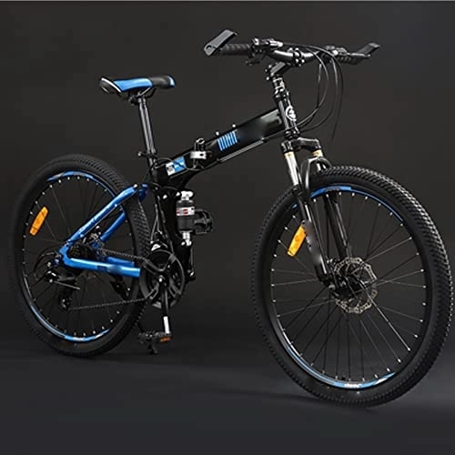 Folding Mountain Bike : JANXLE Bicycle 24 / 26 Inch Adult Folding Off-road Mountain Bike 24 / 27 Variable Speed Male and Female Student Bicycle (blue 27)