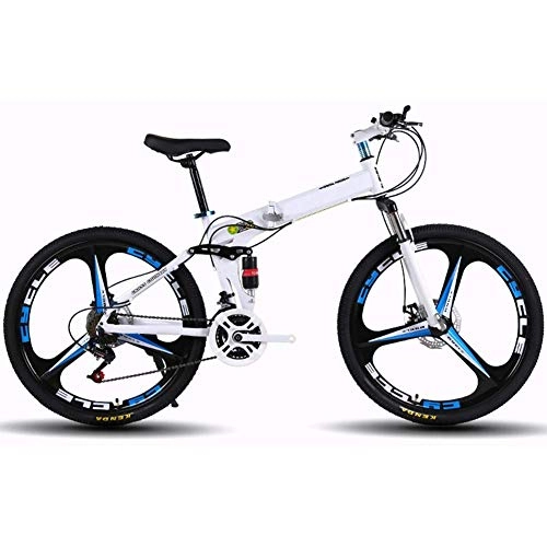 Folding Mountain Bike : JF-XUAN Outdoor sports Bike 24 Speed, Mountain Bike, 16Inch Bicycle, Folding Bike Disc Brakes, Carbon Steel Frame, Fork Suspension Can Be Locked (Color : White)