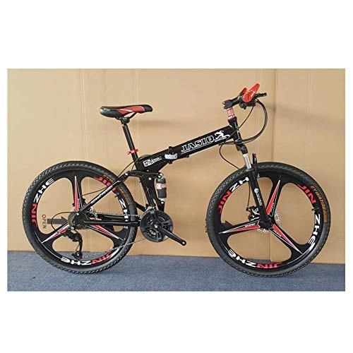 Folding Mountain Bike : JF-XUAN Outdoor sports Dual Suspension Mountain Bike, 26" Full Suspension Aluminum Alloy Mountain Bicycle 21 Speed Folding Bicycle (Color : Black)
