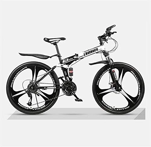 Folding Mountain Bike : JHKGY Bikes Folding Bicycle Mountain Bike Dual Disc Brake, Lightweight Carbon Steel Full Suspension Frame, Lightweight And Durable for Men Women Bike, white, 24 inch 27 speed