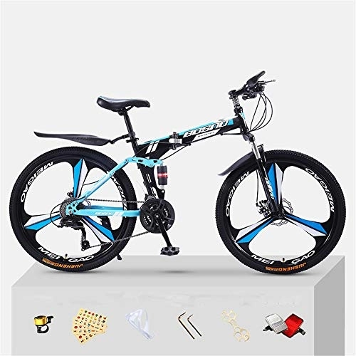Folding Mountain Bike : JHKGY Folding Mountain Bike, High Carbon Steel Dual Suspension Frame Mountain Bike, Bicycle Full Suspension MTB Bikes, Mountain Bike for Adult Men And Wome, Black, 20 inch 27 speed