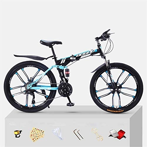 Folding Mountain Bike : JHKGY Speed Double Disc Brake Adult Bicycle, High Carbon Steel Frame Folding Damping Mountain Bike Adult Bicycle, Black, 26 inch 30 speed