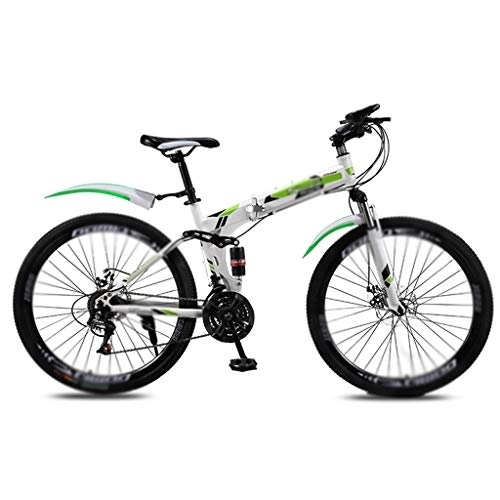 Folding Mountain Bike : Jixi Folding Mountain Bike Bicycle Men's Women's Variable Speed Double Shock Absorption Ultra Light Portable Off-road Bicycle (Color : 30 speed, Size : 3-24in)