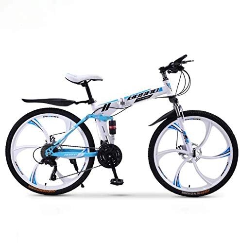 Folding Mountain Bike : Jjwwhh Mountain Bike Folding Bikes, Road Bicycles, 27-Speed Double Disc Brake Full Suspension Anti-Slip, Off-Road Variable Speed Racing Bikes for Men And Women / A2 / 24inch