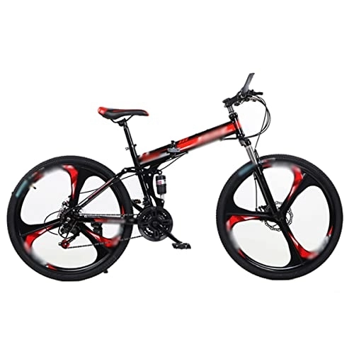 Folding Mountain Bike : JKGHK Small Portable 26 Inch Folding City Bicycle Dual Shock Absorbers Variable Speed Disc Brake, Carbon Steel Foldable Bicycle Unisex Folding Bicycle Adult, A