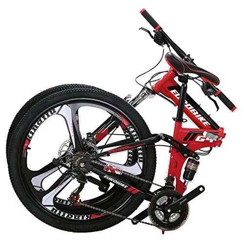 Folding Mountain Bike : JMC Folding Bike G4 21 Speed Mountain Bike 26 Inches 3-Spoke Wheels Bicycle (RED)