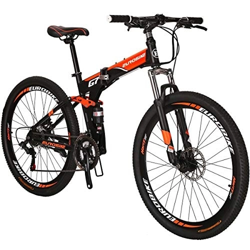 Folding Mountain Bike : JMC Folding Mountain Bike G7 27.5Inch 21 Speed Dual Disc Brake Adult Folding Bike for Men / Women (Orange)