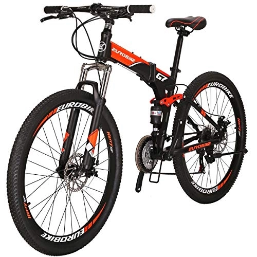 Folding Mountain Bike : JMC Folding Mountain Bike G7 Bicycle 27.5Inch Dual Disc Brake Foldable frame Bike MTB (Orange spoke wheel)