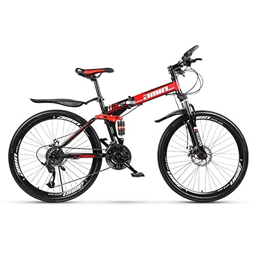 Folding Mountain Bike : JUUY Outdoor Sports Folding Mountain Bike Bicycle One Wheel Double Disc Brakes Bicycle Male Student Adult 21 Speed.