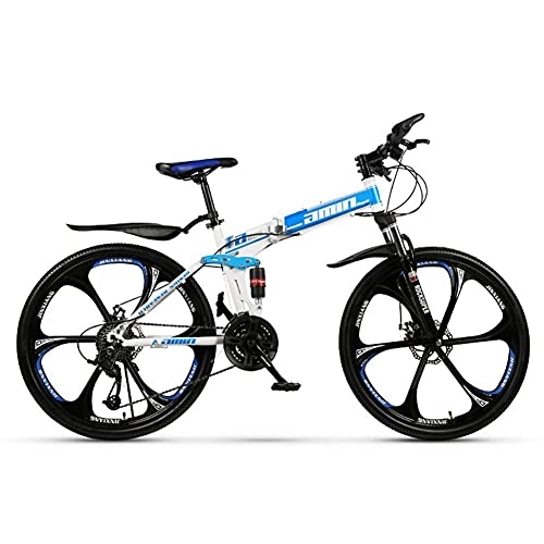 Folding Mountain Bike : JUUY Outdoor Sports Mountain Folding Bike, 26 Inches, Mountain Bike, 24 Speed Gears, Dual Suspension, Children's Bicycle.