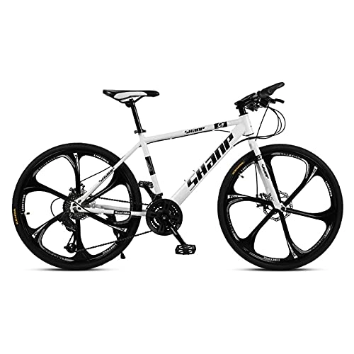 Folding Mountain Bike : JYCCH 21-Speed(24-Speed, 27-Speed) Road Bikes Bicycle Foldable Adult Mountain Bike Lightweight Sturdy High-Carbon Steel Bicycle Dual Disc Brakes Front Suspension Fork for Men (White 27 speed)